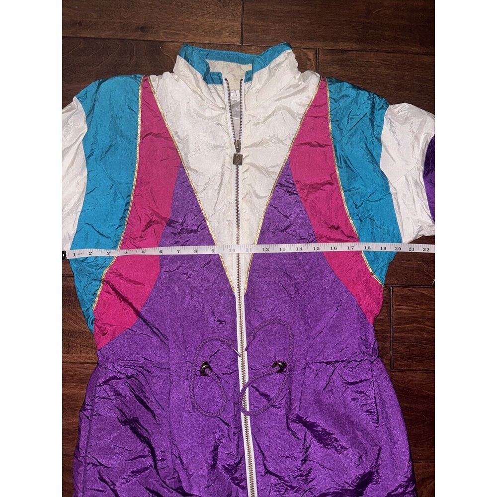 Vtg 80s Petite Sophisticate Nylon‎ Jacket Colorful Windbreaker Size Medium - Picture 6 of 8